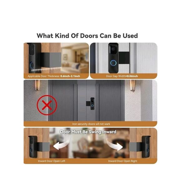 Blink Doorbell Mount, Anti-Theft Blink Video Doorbell Camera Mount No Drill, - Picture 5 of 9